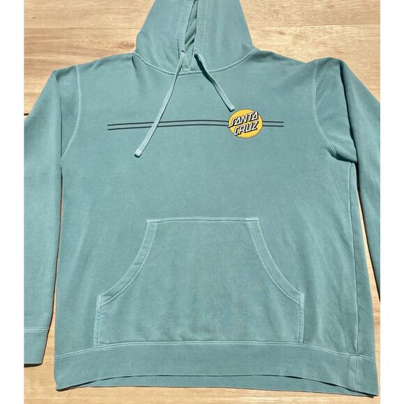 SANTA CRUZ Skateboards Hoodie Sweater Pullover Double Side Men Mint Green SIZE L - Picture 2 of 6